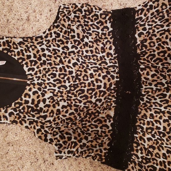 Leopard Print and Black Lace Romper - Picture 3 of 6